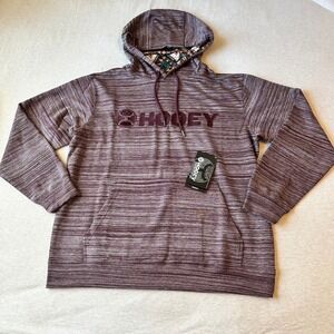 HOOEY Mens Pullover Hoodie Maroon Heather Aztec Lined Hood Size XL‎
